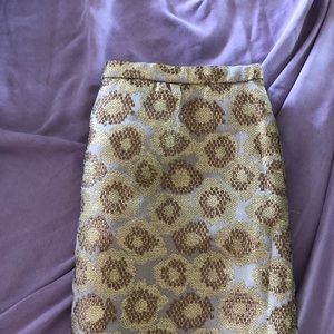 Jcrew gold jacquard print skirt size 4